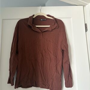 Zara Chestnut Long Sleeve Top